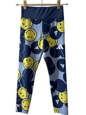 Adidas x SmileyWorld Girls Leggings Tennis Print Size XS (7-8Y)